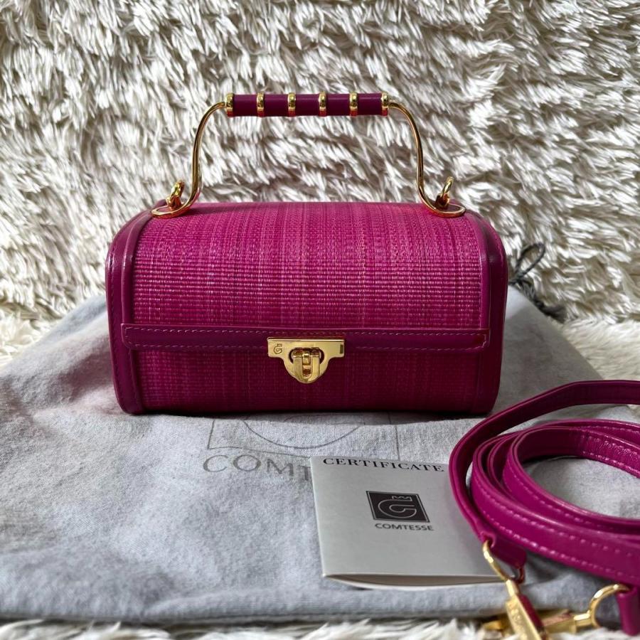 美品【COMTESSE】ハンドバッグ　プリンセス　ホースヘア　レザー　ピンク COMTESSE（コンテス） ハンドバッグ 2way ホースヘア レザー マゼンタ