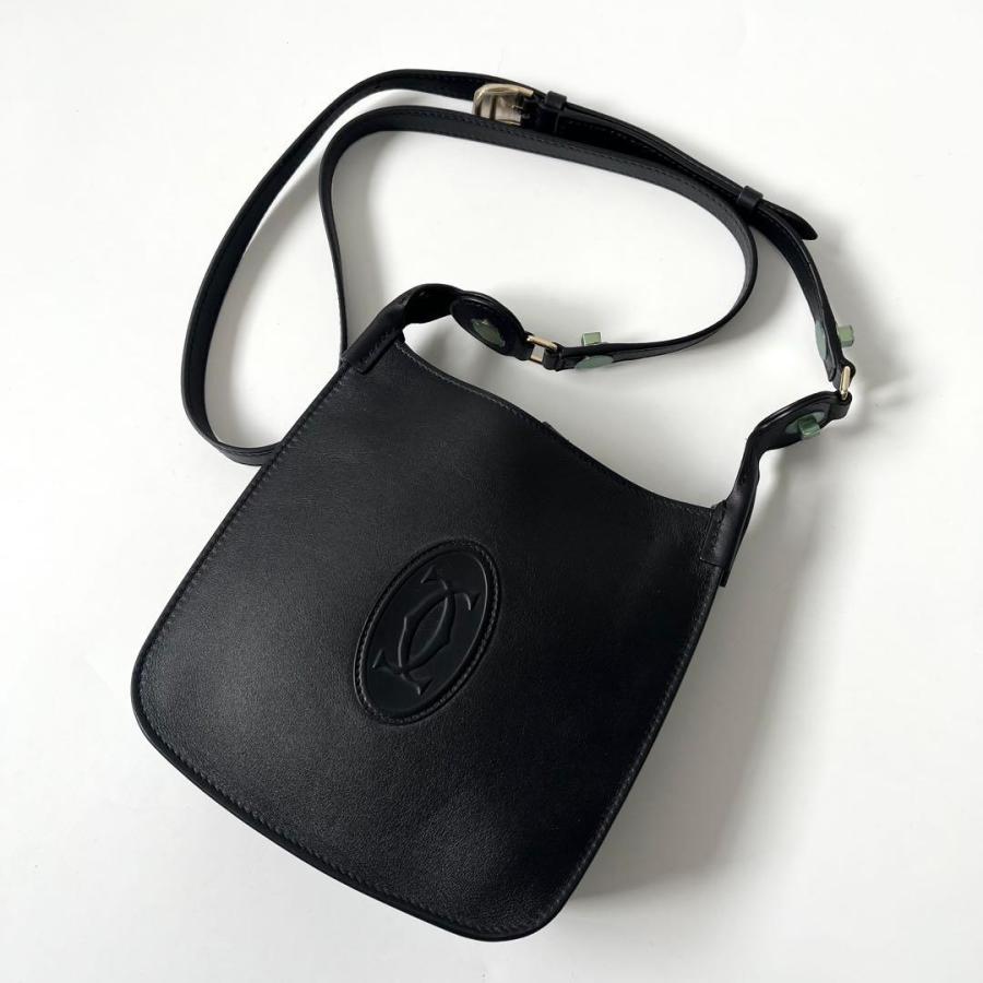 Cartier　カルティエ　ショルダーバッグ　マストライン　ホーボー　SM　レザー　ブラック　ボルドー　【中古】 Cartier（カルティエ） ショルダーバッグ マストライン ホーボー SM