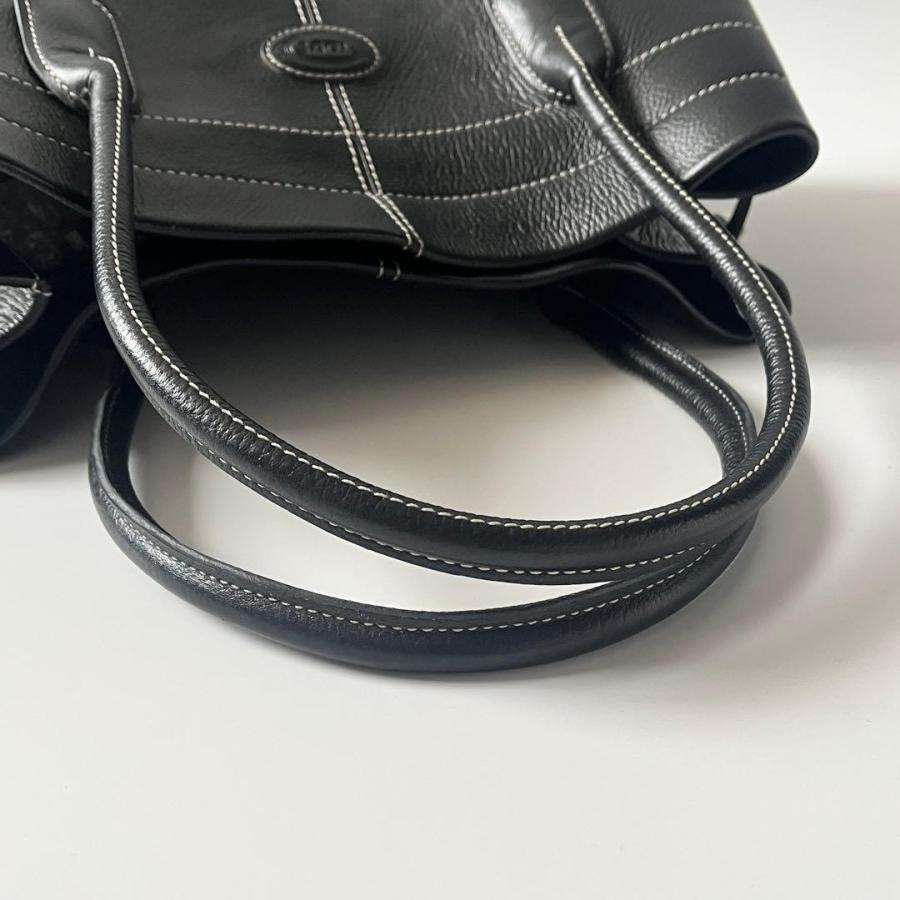 美品✨ TOD'S トッズ Dバッグ トートバッグ ロゴ ステッチ ブラック 黒 TOD'S トッズ トートバッグ Dバッグ ステッチ レザー 黒 ブラック ロゴ