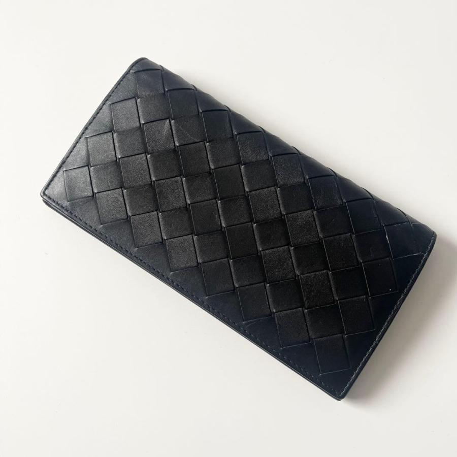 【美品】BOTTEGA VENETA 長財布 イントレチャート 黒 BOTTEGA VENETA ボッテガヴェネタ イントレチャート コンチネンタル