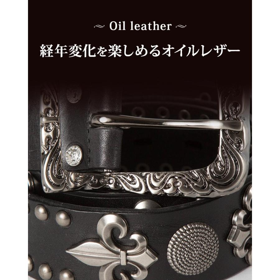 スタッズベルト 選べる9種 ベルト メンズ 本革 ハード系 ロック リリィ