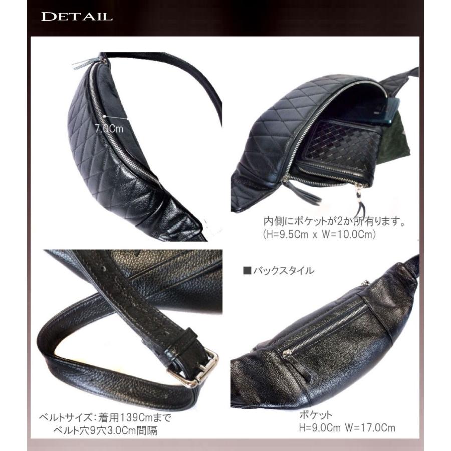 ワンショルダー メンズ ボディバッグ 本革 bag キルティング black  