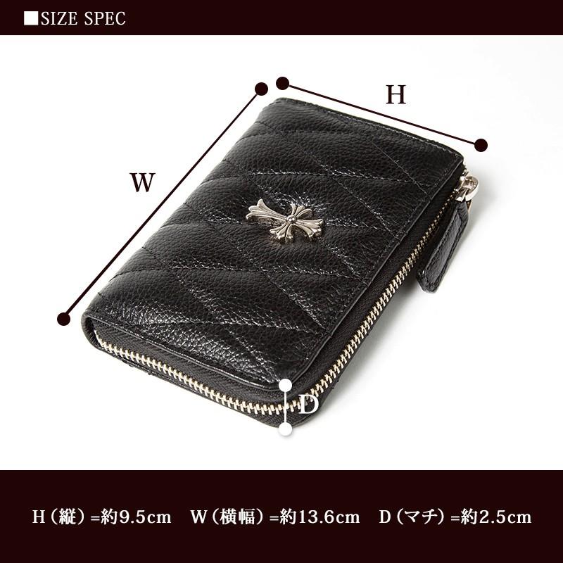 財布 二つ折り 折り財布 本革 キルティングレザー クロスモチーフ DEEP