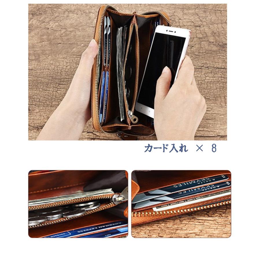 長財布 メンズ ロングウォレット 本革 牛革 カウレザー ラウンド