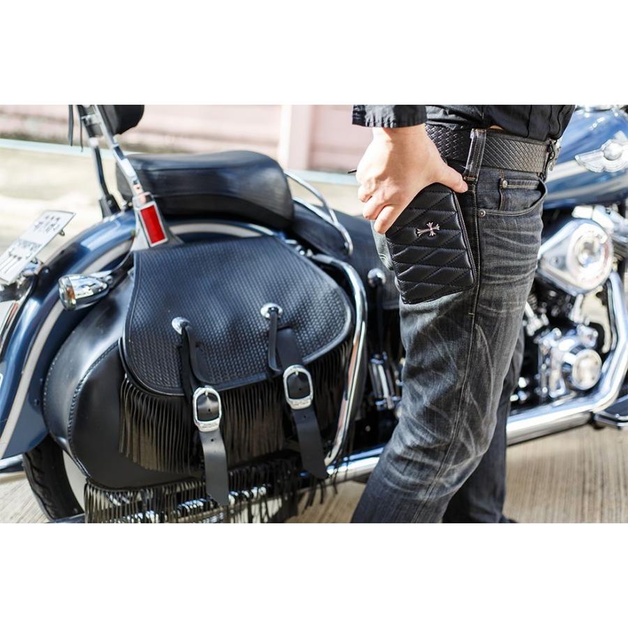 長財布 メンズ 本革 ラウンドファスナー カーフスキン キルティング