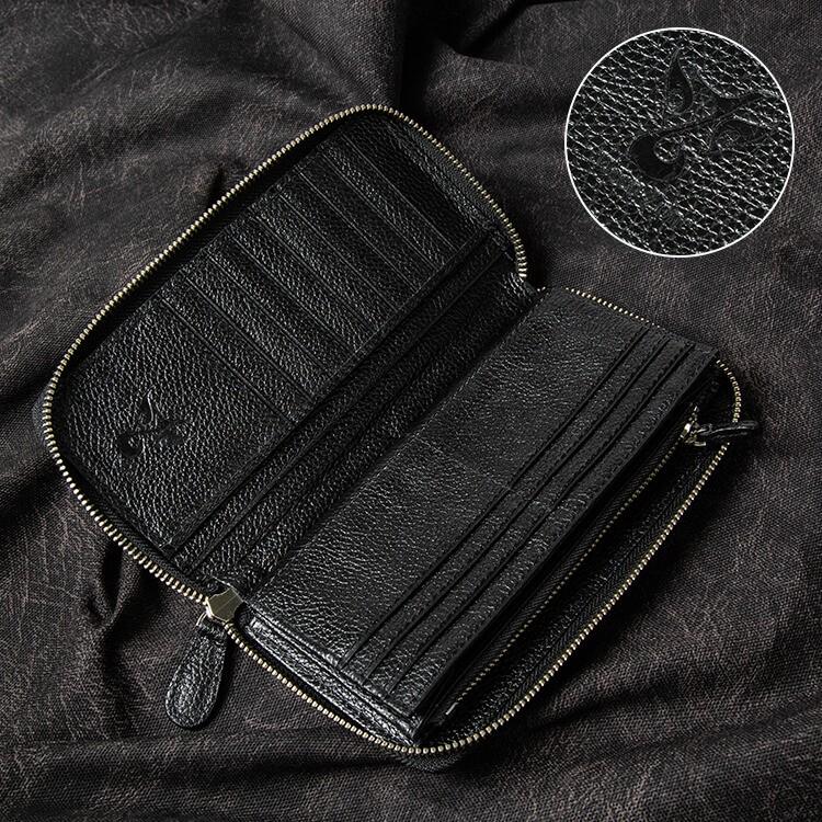 長財布 メンズ 本革 ラウンドファスナー カーフスキン キルティング