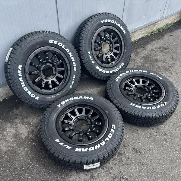 ジムニー JB系 JA系 16インチ ヨコハマ ジオランダー A/T4 185/85R16 ホワイトレター 新品タイヤホイール4本セット 純正車高装着可能の画像