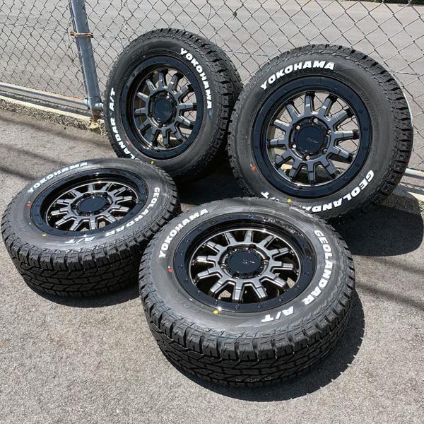 車検対応 200系ハイエース レジアスエース 16インチ タイヤホイールセット 4本 ヨコハマ ジオランダー AT G015 ホワイトレター 215/65R16 車、バイク、自転車 自動車 タイヤ、ホイール
