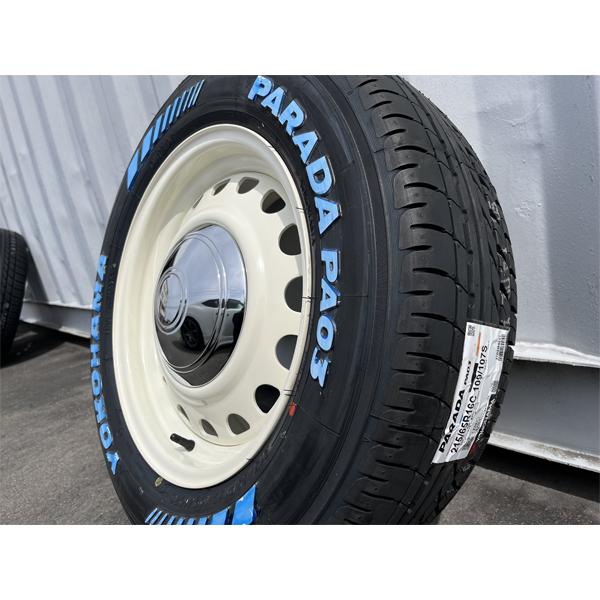 4本セット!! 16インチ 7j+38 215/65R16C 新品 タイヤホイールセット ハイエース レジアスエース スチール 鉄チン ホワイトレター YOKOHAMA 200系 カスタム｜aladdin-wheels｜06