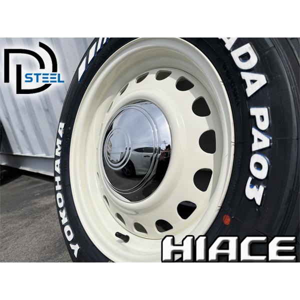 純正車高装着可!! 16インチ 7j+38 215/65R16C 4本セット 新品 タイヤホイールセット ハイエース 鉄チン ヨコハマ パラダ キャラバン キャンプ レトロ 200系｜aladdin-wheels｜02