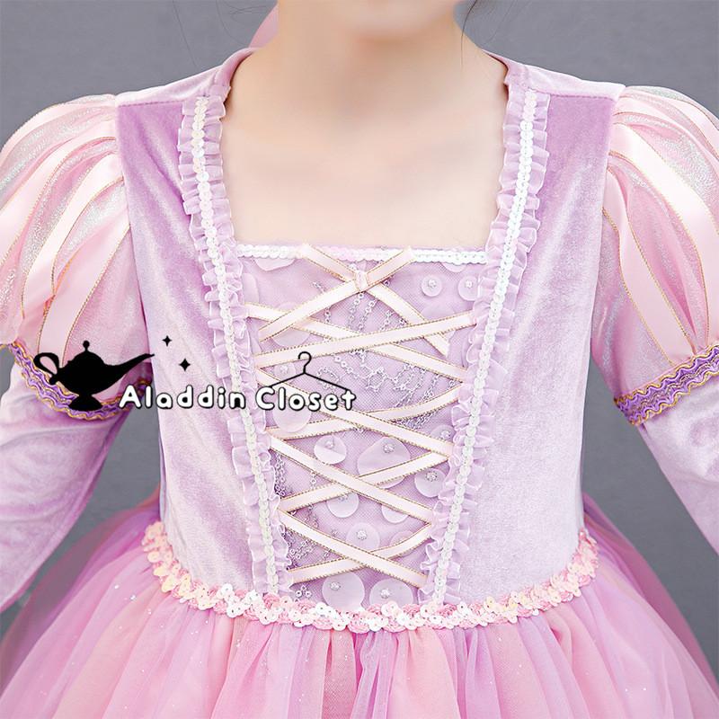 ラプンツェル ドレス なりきり アニメ キッズ コスチューム コスプレ プリンセス ワンピース 仮装 変装 女の子 子供 演出 衣装 誕生日 価格 コスチューム