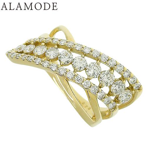 D0.70,0.40 ダイヤモンド ラインリング K18 イエローゴールド YG 指輪  