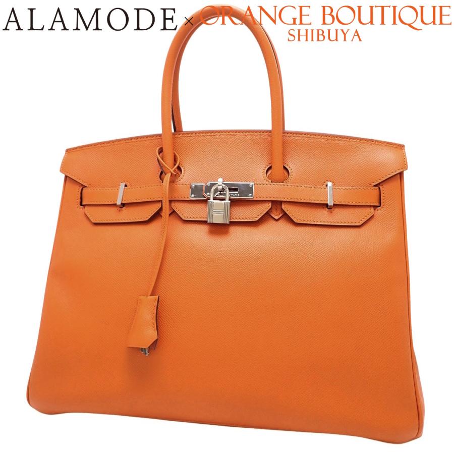 HERMES(エルメス) バーキン35 オレンジ ヴォーエプソン パラジウム金具 シルバー金具 □Q刻印 ハンドバッグ トートバッグ レディース 40101819463【アラモード】 HERMES（エルメス） バーキン35 オレンジ ヴォーエプソン シルバー金具
