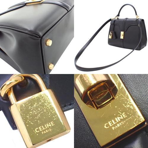 CELINE セリーヌ セーズ16 スモール ハンドバッグ 2WAY ブラック CELINE セリーヌ セーズ16 スモール ハンドバッグ 2WAY ブラック