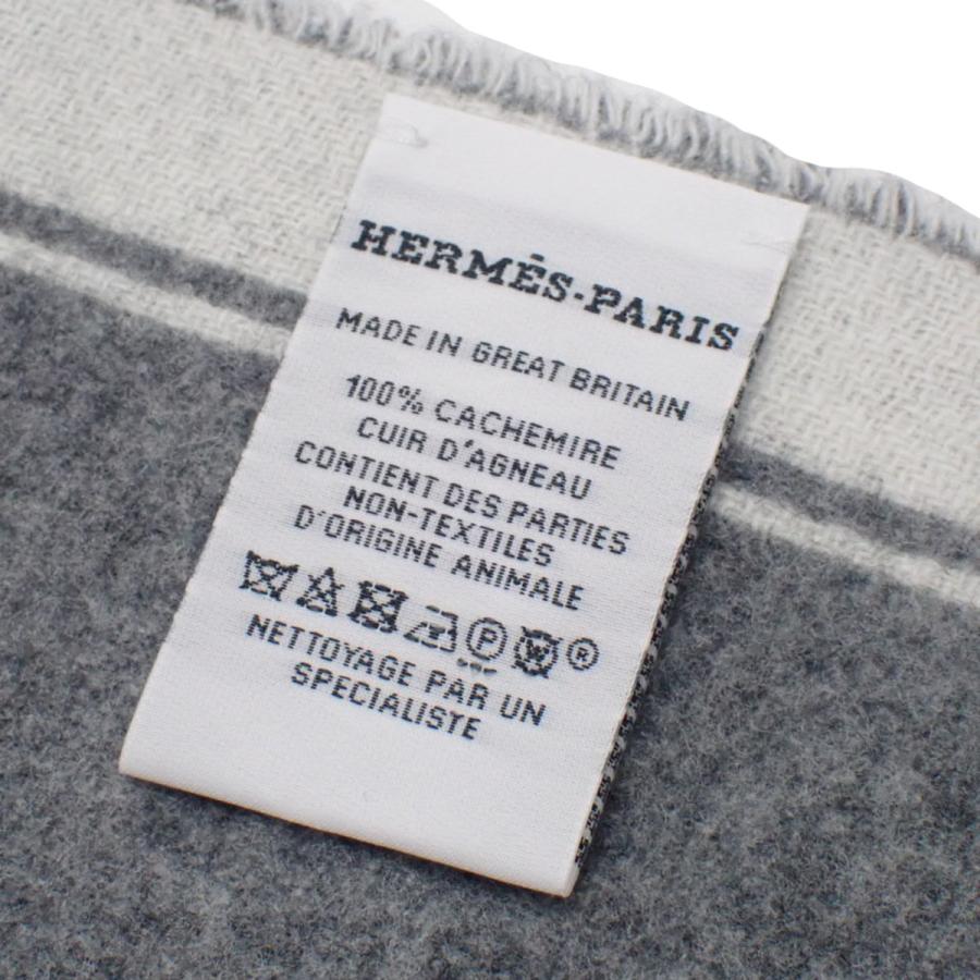 HERMES(エルメス) マフラー モール イヴォワール/フランネルグレー グレー ホワイト白 カシミヤ マフラー アパレル ファッション小物 ユニセックス 40601148192【中古】【アラモード】 HERMES（エルメス） マフラー モール イヴォワール/フランネルグレー
