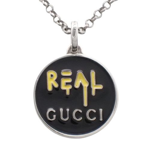 GUCCI グッチ ゴースト ネックレス REALロゴ エナメル 銀 黒 イエロー  