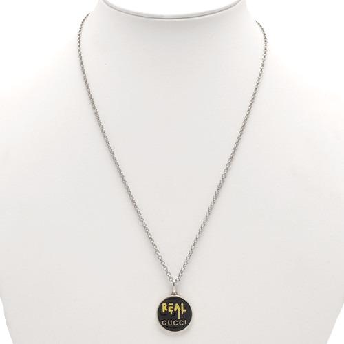 GUCCI グッチ ゴースト ネックレス REALロゴ エナメル 銀 黒 イエロー  