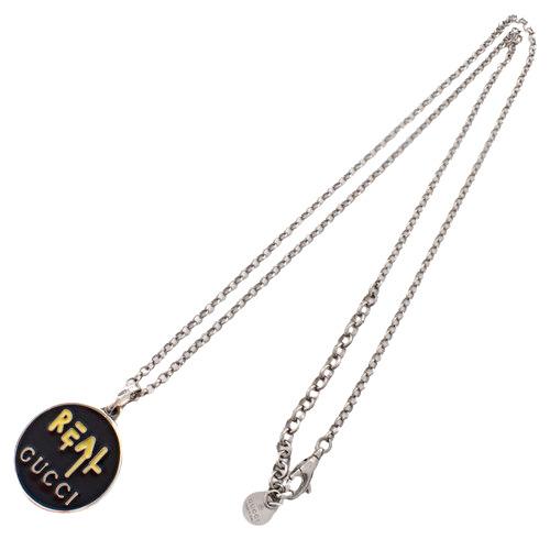 GUCCI グッチ ゴースト ネックレス REALロゴ エナメル 銀 黒 イエロー  