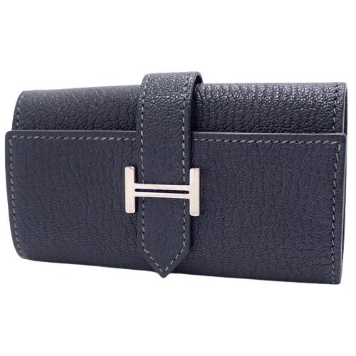 【美品】HERMES エルメス　べアン 4連キーケース　ブルー　W刻印 HERMES エルメス ベアン キーケース 4連 シェーブル ブルー