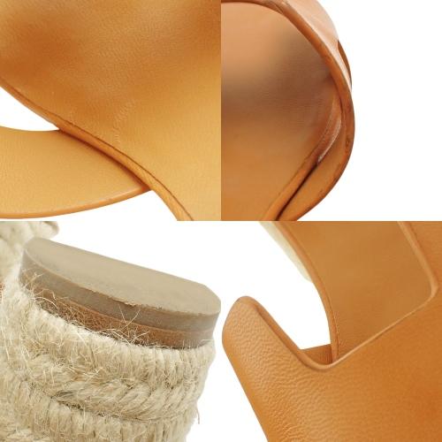 エルメス エスパドリーユ エルダ イエロー レザー アンクルストラップ サンダル エルメス エスパドリーユ エルダ イエロー レザー アンクル