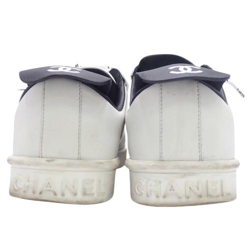 CHANEL(シャネル) ローカットスニーカー くつ 靴 シューズ 37 レザー ホワイト白 ブラック黒 G34085X51503 40802077799【アラモード】｜alamode888｜03