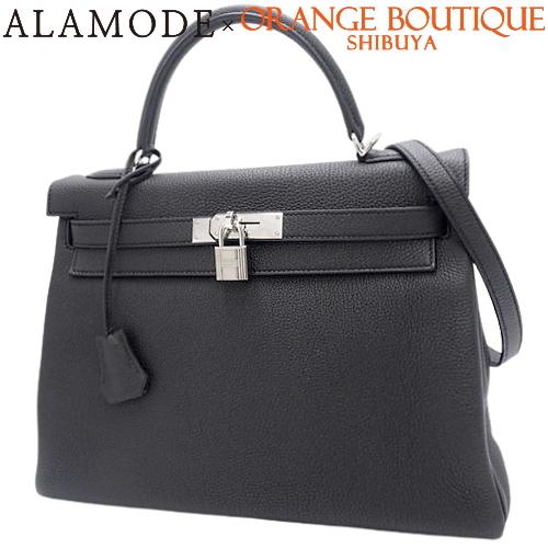 HERMES(エルメス) ケリー 32 (内縫い) ブラック黒 トゴ シルバー金具 D 