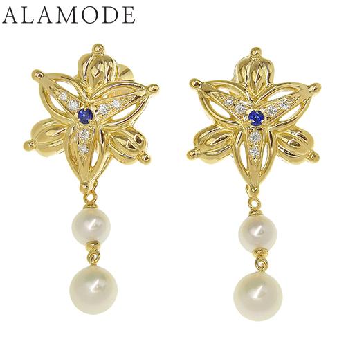 【MIKIMOTO】ミキモト パールピアス　K18 フラワー MIKIMOTO MIKIMOTO(ミキモト) フラワー ダイヤ サファイア