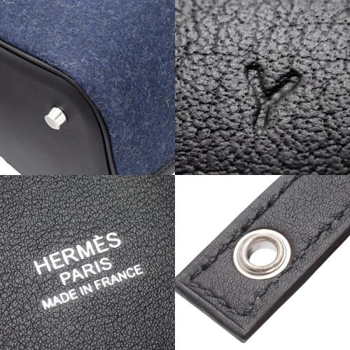 新品未使用ブラックレザー人気ピコタン底印字有り¥19800円 HERMES エルメス ピコタンロック MM ブルーニュイ ネイビー紺