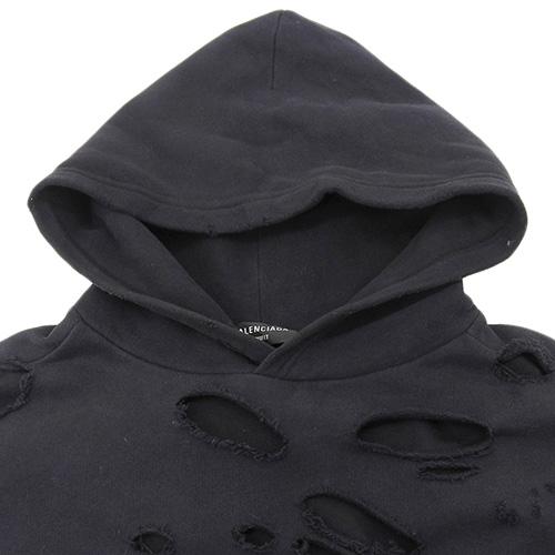 BALENCIAGA バレンシアガ デストロイ加工 ロゴ フーディー BALENCIAGA バレンシアガ デストロイ加工 ロゴ フーディー