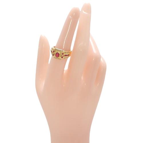 R0.33,0.45/D0.25 ルビー ダイヤモンド リング K18 イエローゴールド  