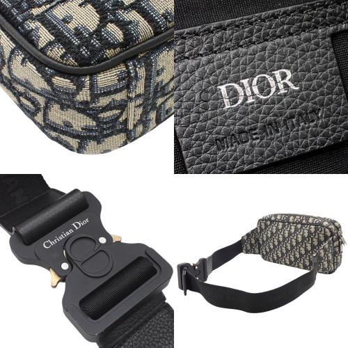 Christian Dior(クリスチャンディオール) ディオール オブリーク ジャカード ボディバッグ ウエストバッグ クロスボディ ウエストポーチ トロッター キャンバス ネイビー紺 ブラック黒 ベージュ ガンメタル金具 メンズ 40802135258【中古】【アラモード】 クリスチャンディオール ディオール オブリーク ジャカード ボディ