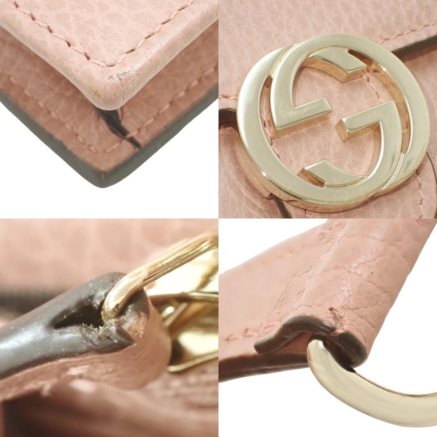 GUCCI(グッチ) インターロッキングG チェーンウォレット ロングウォレット 肩掛け 斜め掛け レザー ピンク シャンパンゴールド金具 510314 レディース 40802137057【中古】【アラモード】 GUCCI（グッチ） インターロッキングG チェーンウォレット レザー