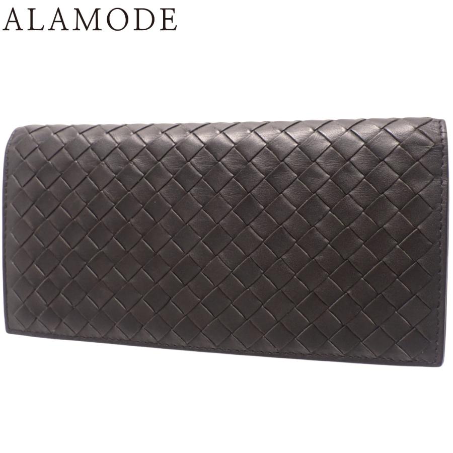 BOTTEGA VENETA(ボッテガ・ヴェネタ) イントレチャート 二つ折り 長財布 ロングウォレット 2つ折り 小物 レザー ダークブラウン焦げ茶 ガンメタル金具 156819 メンズ 40802139068【中古】【アラモード】 BOTTEGA VENETA(ボッテガ・ヴェネタ) イントレチャート 二つ折り 長