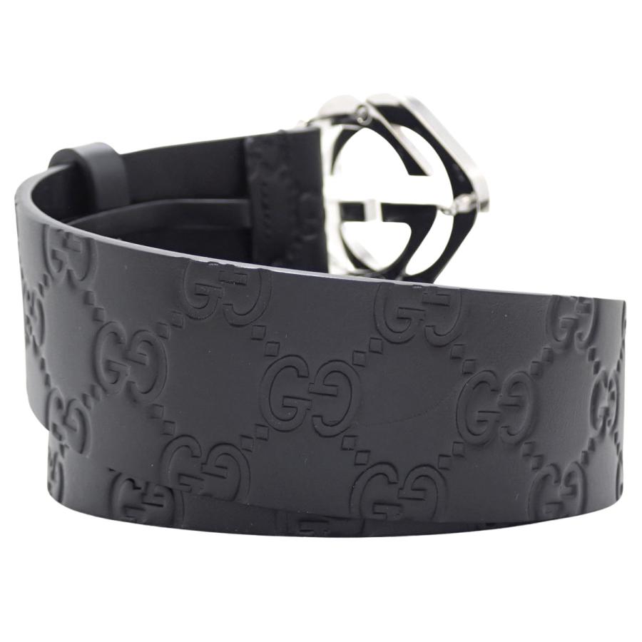 GUCCI（グッチ） グッチシマ ベルト 120・48 レザー ブラック シルバー 