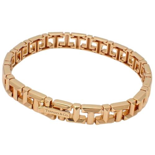 ティファニー Tナロー　チェーン ブレスレット　PG ピンクゴールド　太いタイプ Tiffany T ティファニー Tナローブレスレット 約17cm K18PG T