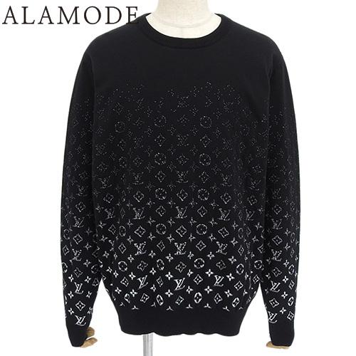 LOUIS VUITTON(ルイ・ヴィトン) モノグラム グラディエント ニット トップス RM232Q 長袖 アパレル ファッション セーター クルーネック XL コットン ブラック黒 ホワイト白 メンズ 40802145751【中古】【アラモード】 LOUIS VUITTON（ルイ・ヴィトン） モノグラム グラディエント ニット