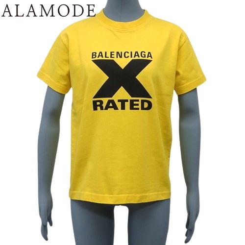 BALENCIAGA(バレンシアガ) X-RATED ロゴ Tシャツ トップス 2019年 アパレル ファッション 半袖 厚手 M コットン イエロー黄 ブラック黒 612964 レディース 40802147233【中古】【アラモード】 BALENCIAGA（バレンシアガ） X-RATED ロゴ Tシャツ 2019年 半袖 M