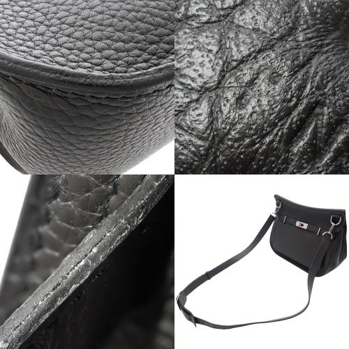 HERMES(エルメス) ジプシエール28 プロン ブラック黒 ダークグレー トリヨンクレマンス パラジウム金具 シルバー金具 T刻印 ショルダーバッグ 肩掛け 斜め掛け レディース 40802149045【中古】【アラモード】 HERMES（エルメス） ジプシエール28 プロン ブラック ダークグレー