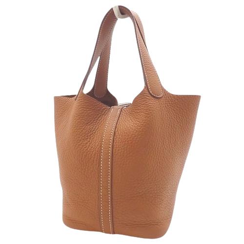 Hermès ピコタン (Pikotan) Z刻 ブラウンレザートートバッグ