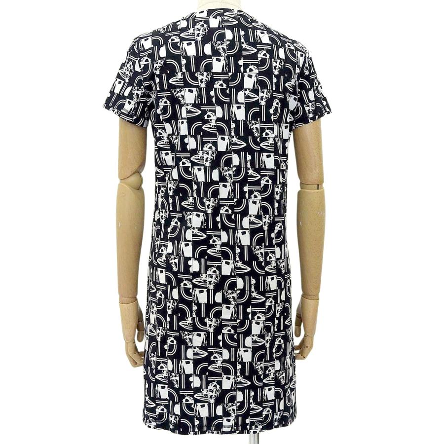 HERMES(エルメス) Brides de Gala en Desordre ストレートTシャツ ワンピース ブラック黒 ホワイト白 コットン ワンピース 2021年 アパレル ファッション 半袖 式典用馬勒 レディース 40802149731【中古】【アラモード】 HERMES エルメス Brides de Gala en Desordre ストレートTシャツ