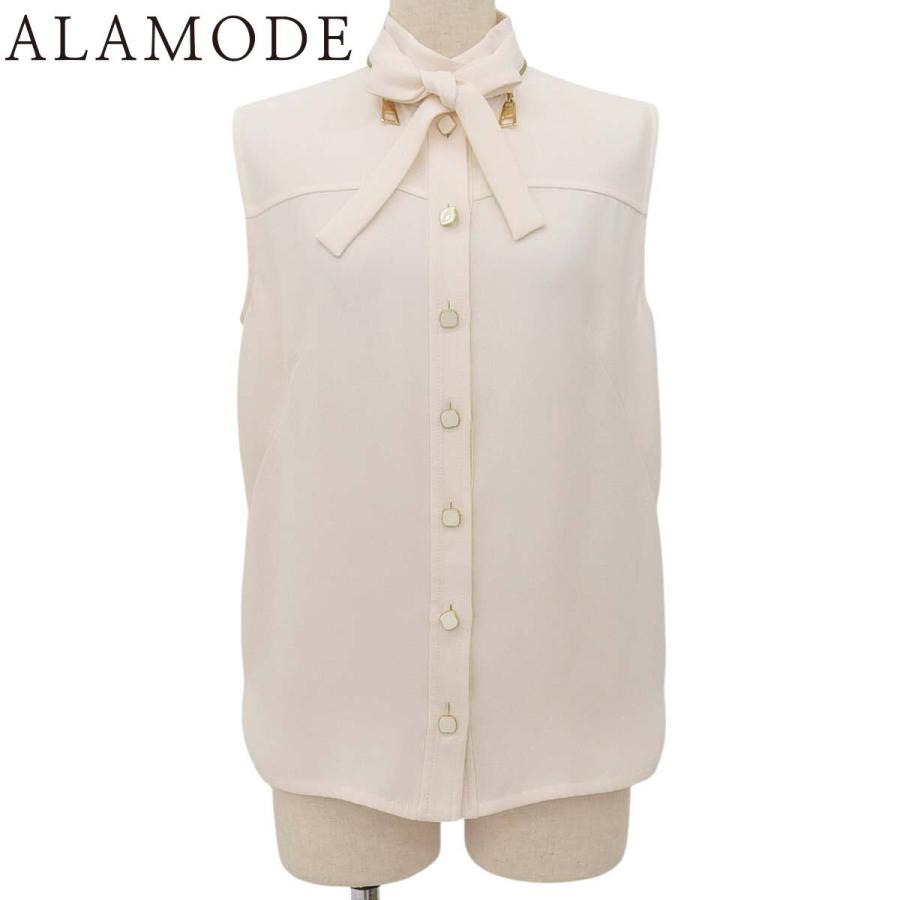 LOUIS VUITTON(ルイ・ヴィトン) ノースリーブ ボウタイ ブラウス シャツ/ブラウス 2020年 RW201B トップス アパレル 40 シルク オフホワイトアイボリー レディース 40802151226【中古】【アラモード】 LOUIS VUITTON（ルイ・ヴィトン） ノースリーブ ボウタイ ブラウス