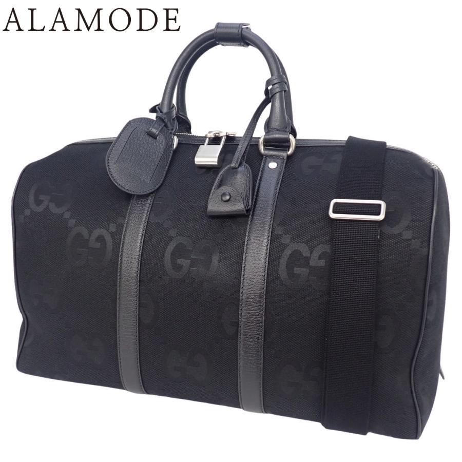 GUCCI(グッチ) ジャンボGG ダッフルバッグ ボストンバッグ 2WAY ショルダー 肩掛け 斜め掛け 旅行 トラベル ジャンボGGキャンバス ブラック黒 シルバー金具 739581 メンズ 40802153341【中古】【アラモード】 GUCCI（グッチ） ジャンボGG ダッフルバッグ ボストンバッグ 2WAY