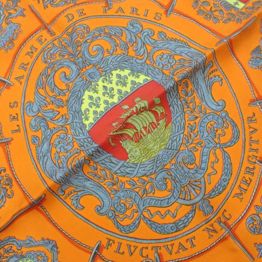 HERMES（エルメス） LES ARMES DE PARIS パリの紋章 カレ40 オレンジ