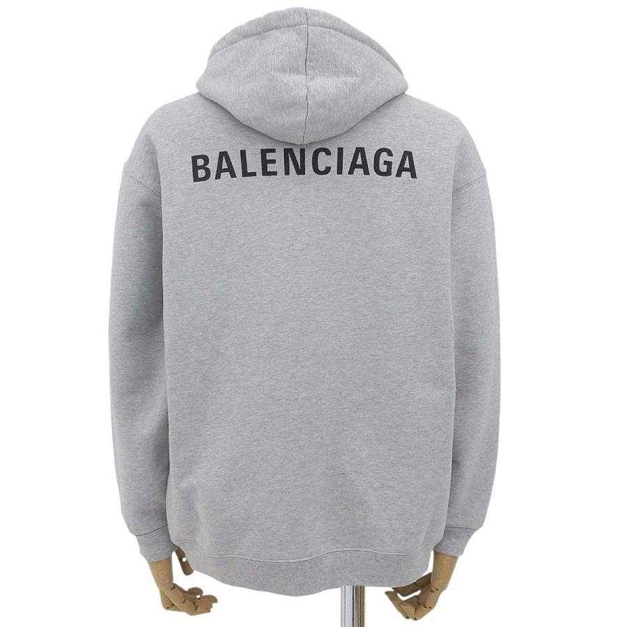 BALENCIAGA(バレンシアガ) ロゴ フーディパーカー スウェット/パーカー 2021年 トップス アパレル M コットン ライトグレー ブラック黒 600583 メンズ 40802155470【中古】【アラモード】 BALENCIAGA（バレンシアガ） ロゴ フーディパーカー スウェット 2021年