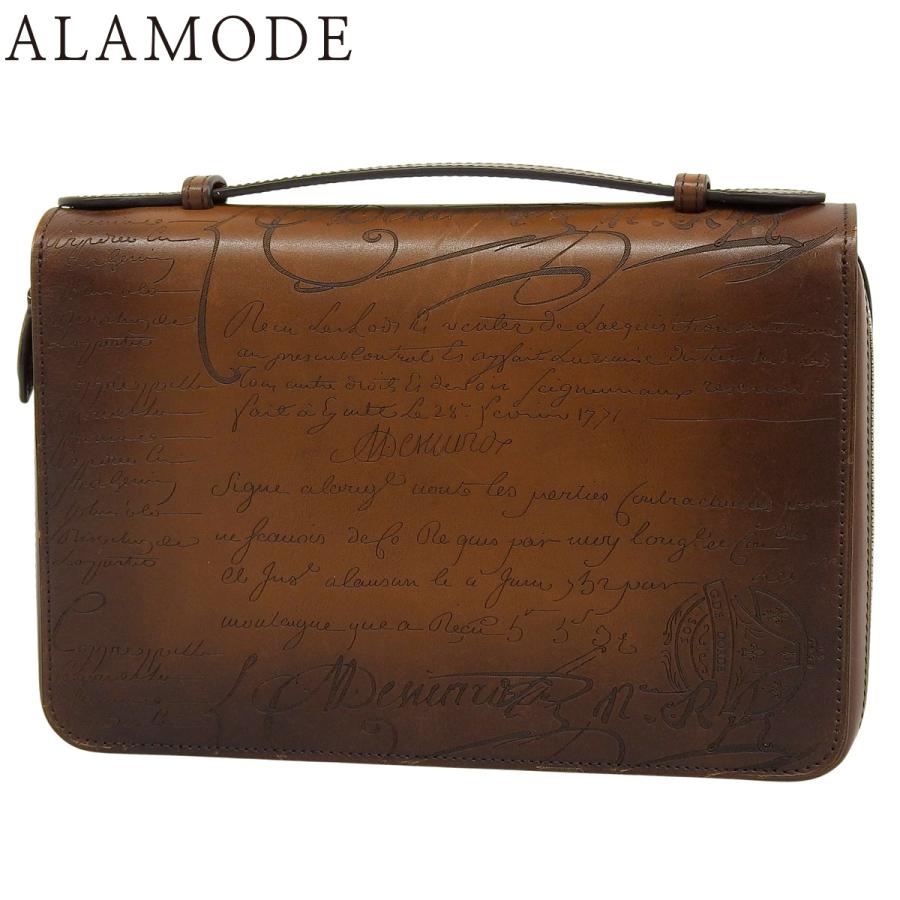 ベルルッティ カリグラフィ イタウバ ワイド スクリット クラッチバッグ 長財布 カーフ ブラウン茶 メンズ 40802157149【アラモード】 | 