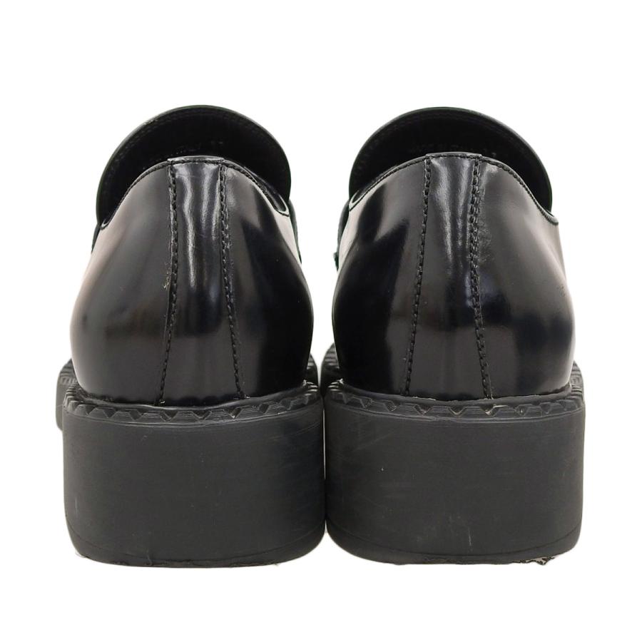 PRADA◇ローファー/38/BLK/レザー プラダ チョコレート パテントレザー