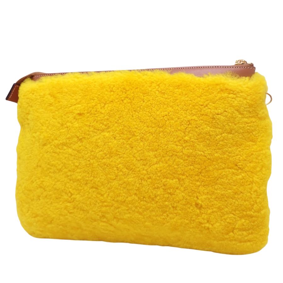 セリーヌ トリオンフ ムートン クラッチ クラッチバッグ/セカンドバッグ スムースレザー イエロー黄 ブラウン茶 40802158282【アラモード】 | CELINE | 01