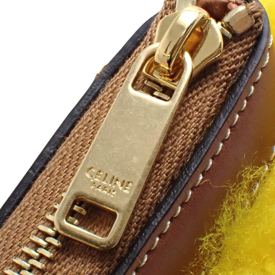 セリーヌ トリオンフ ムートン クラッチ クラッチバッグ/セカンドバッグ スムースレザー イエロー黄 ブラウン茶 40802158282【アラモード】 | CELINE | 08