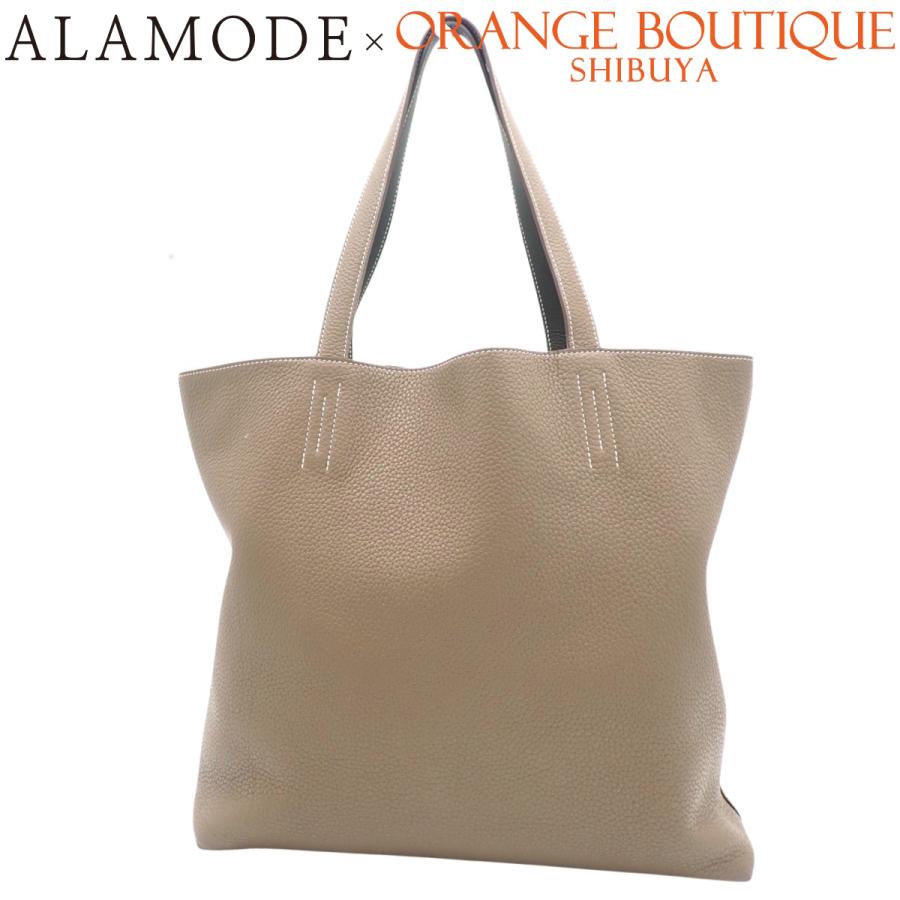 HERMES(エルメス) ドゥブルセンス45 エベーヌ エトゥープ グレージュ ダークブラウン焦げ茶 トリヨンクレマンス □O刻印 トートバッグ リバーシブル 肩掛けかばん レディース 40802158385【中古】【アラモード】 HERMES（エルメス） ドゥブルセンス45 エベーヌ エトゥープ グレージュ