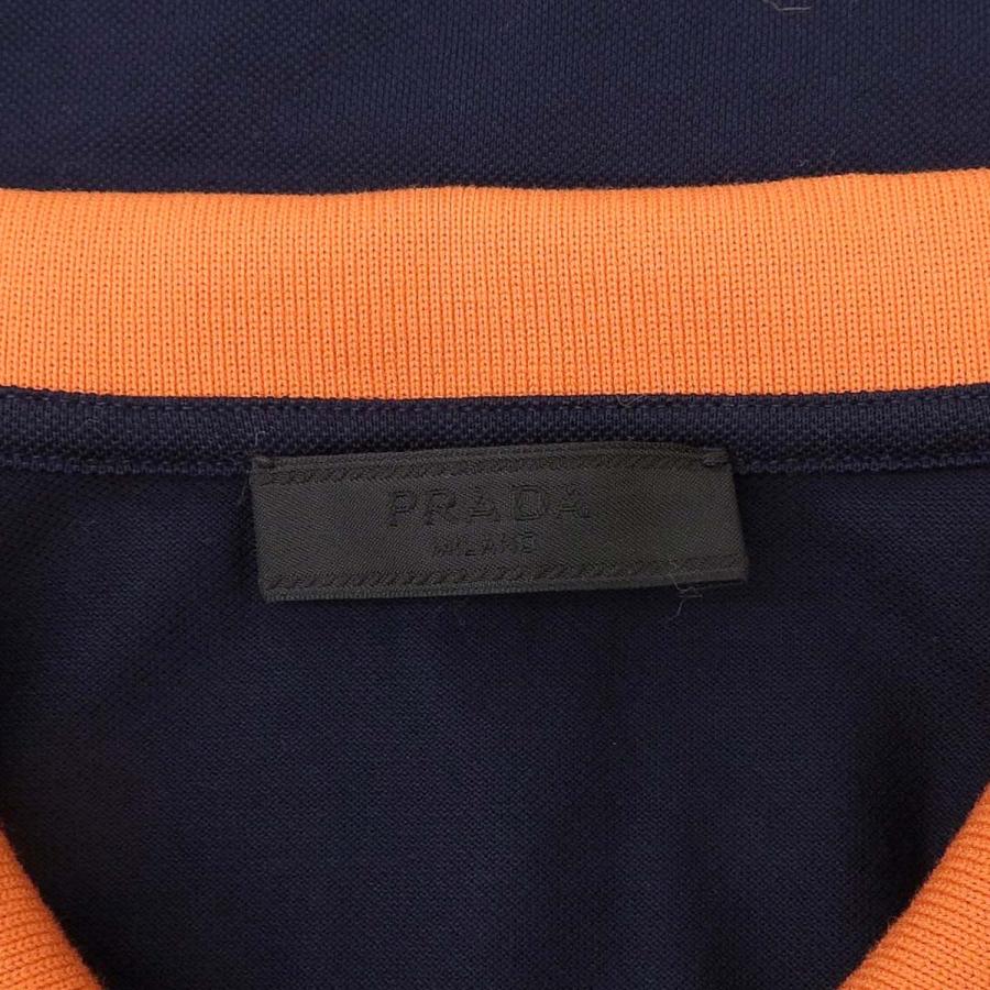 PRADA(プラダ) ポロシャツ 2016年 半袖 トライアングルワッペン S ネイビー紺 オレンジ UJM730 メンズ 40802158513【アラモード】_2